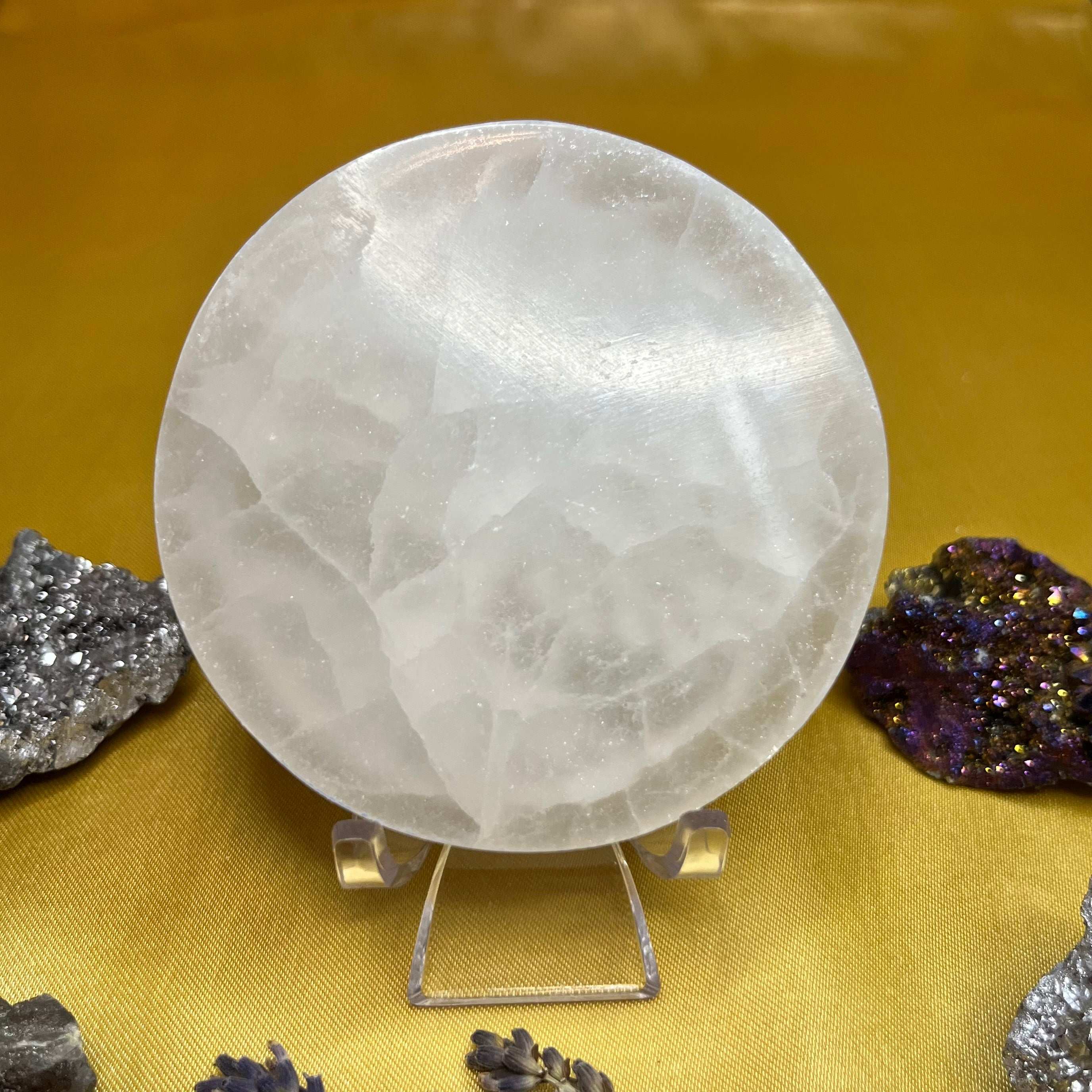 Selenite Tree of Life Charging Plate - Cleansing & Purification Crystals