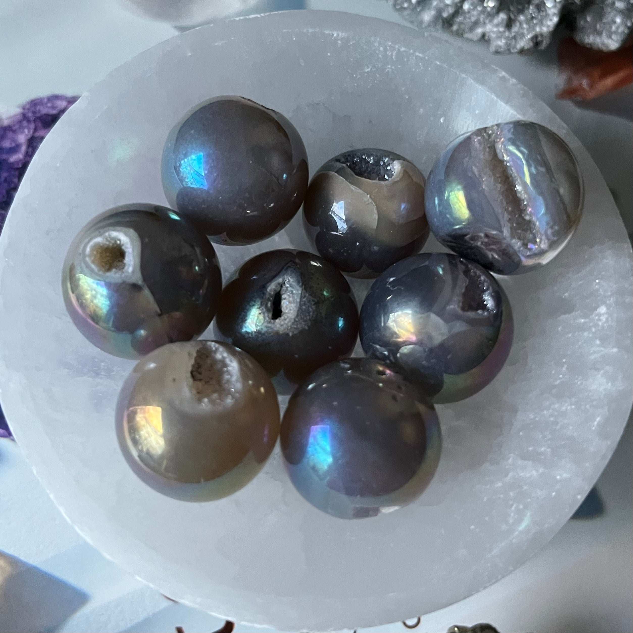Mini Druzy Aura Agate Sphere Crystals