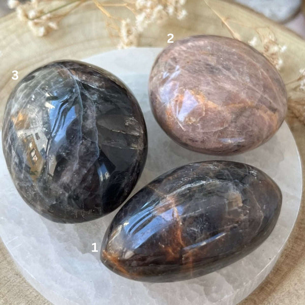 Black Moonstone Palmstone - New Beginnings & Protection