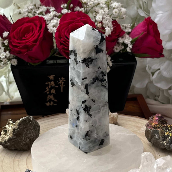 Rainbow Moonstone Obelisk - Feminine Energy Crystals