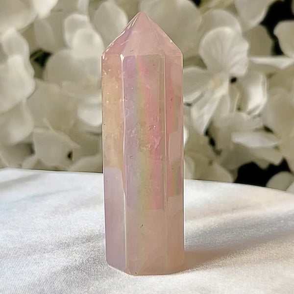 Rose Aura Quartz Polished Point - Universal & Unconditional Love 2- 6.8cm x 2cm Crystals