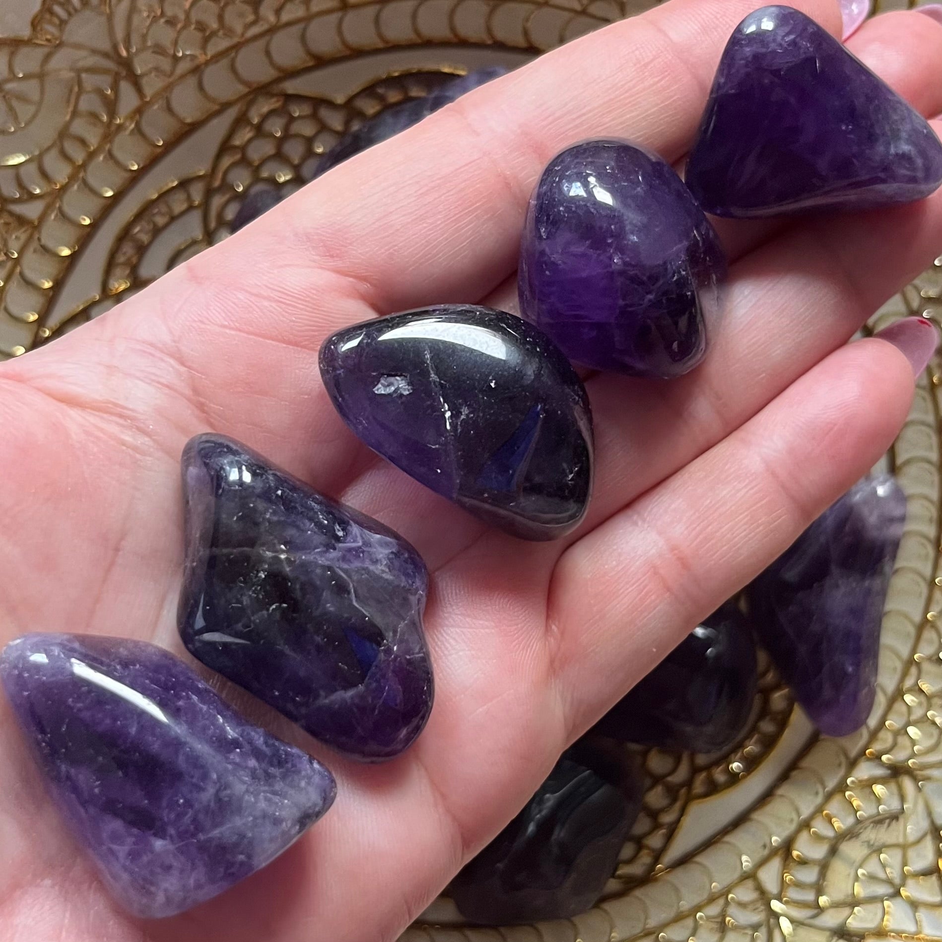 Dark Amethyst Tumblestones - Spirituality & Transmutation (Namibia) Large Crystals