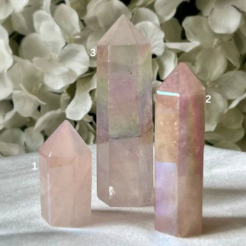 Rose Aura Quartz Polished Point - Universal & Unconditional Love Crystals