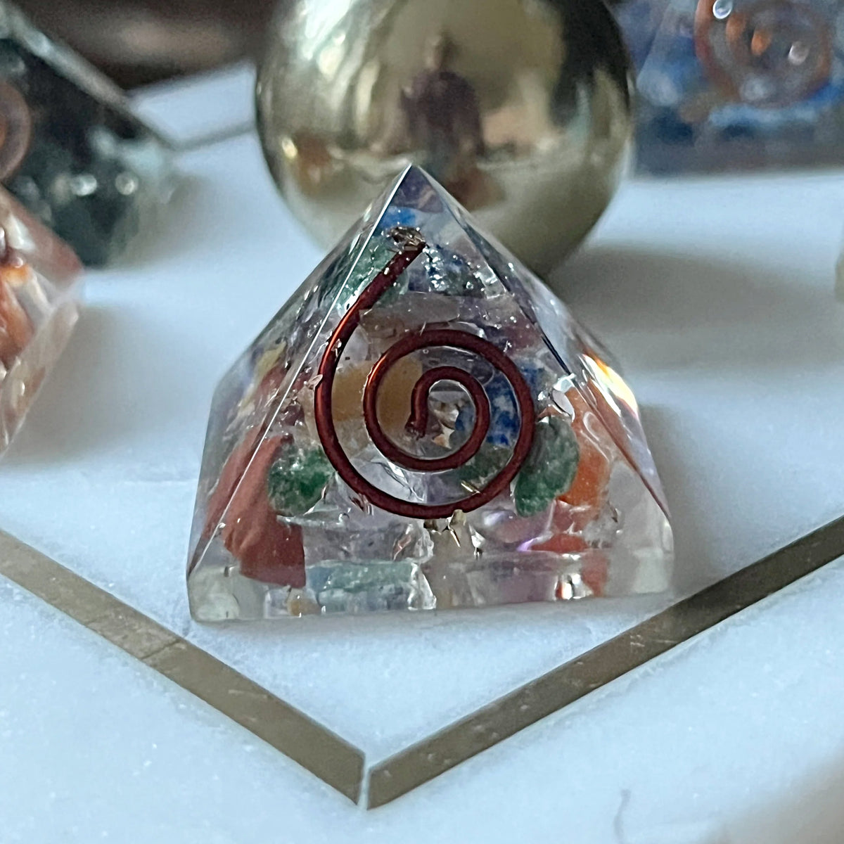 Mixed Crystals Orgonite Pyramid