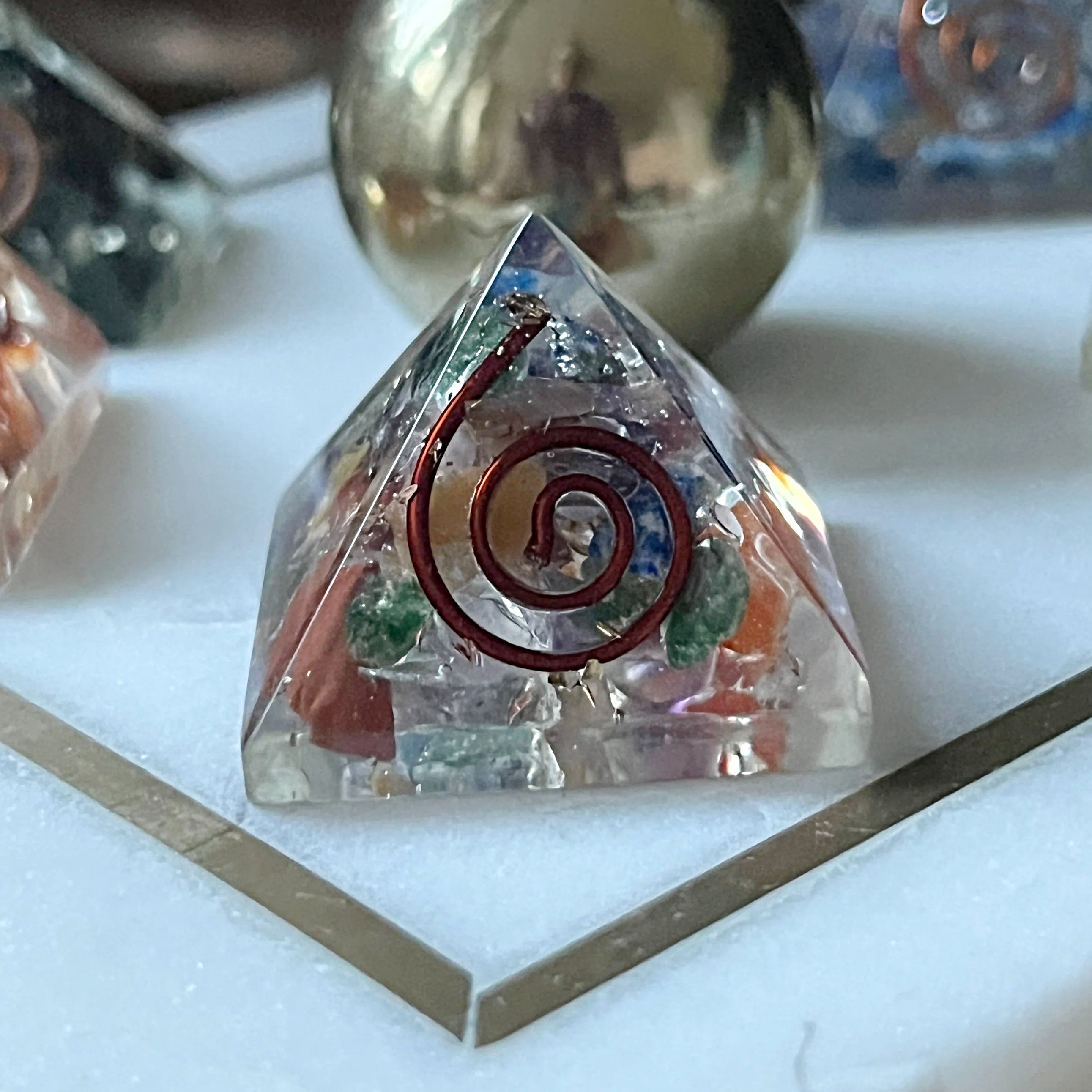 Mixed Crystals Orgonite Pyramid
