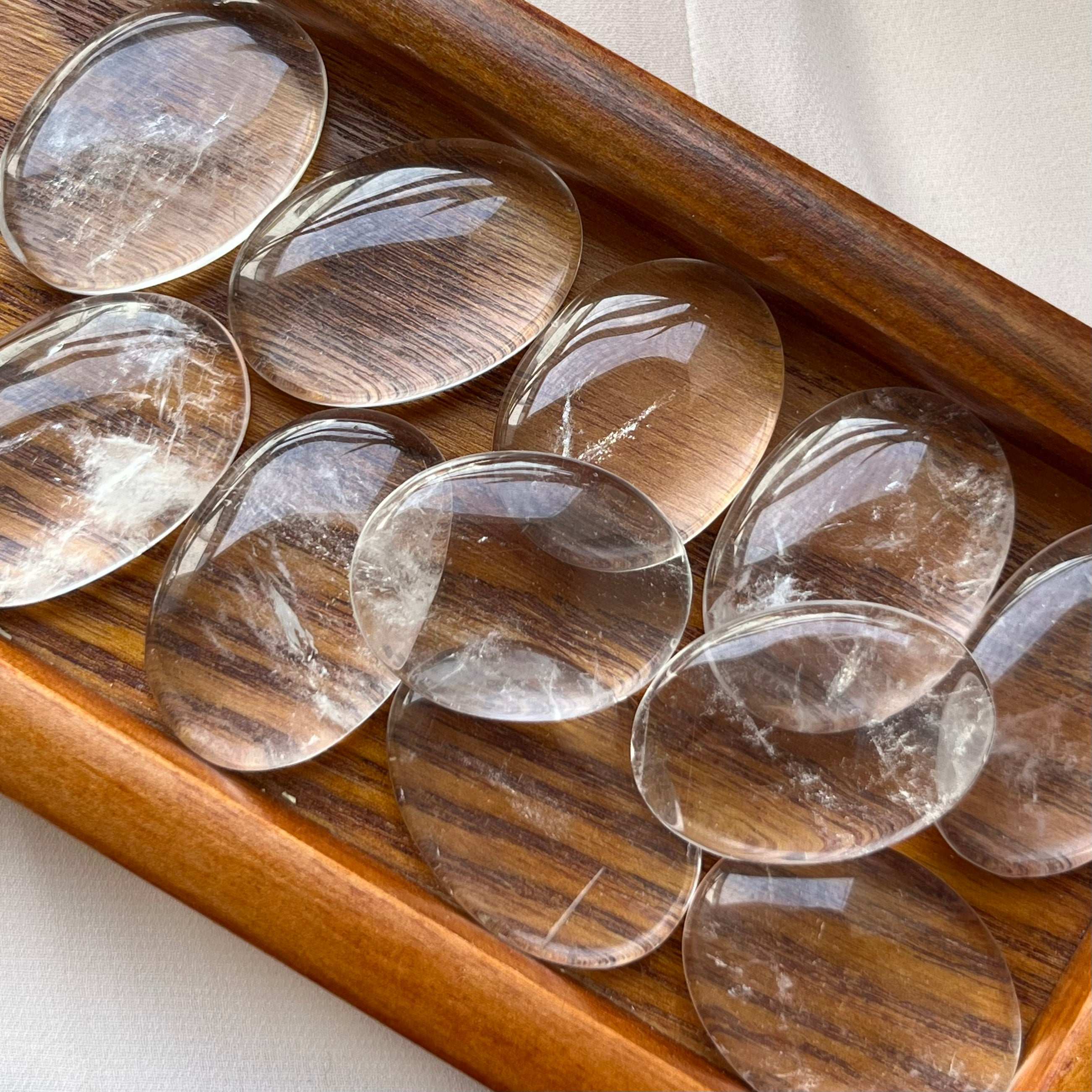 Clear Quartz (Rock Crystal) Palmstone - Intuition & Wisdom Approx. 3cm x 2cm Crystals
