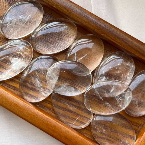 Clear Quartz (Rock Crystal) Palmstone - Intuition & Wisdom Approx. 3cm x 2cm Crystals