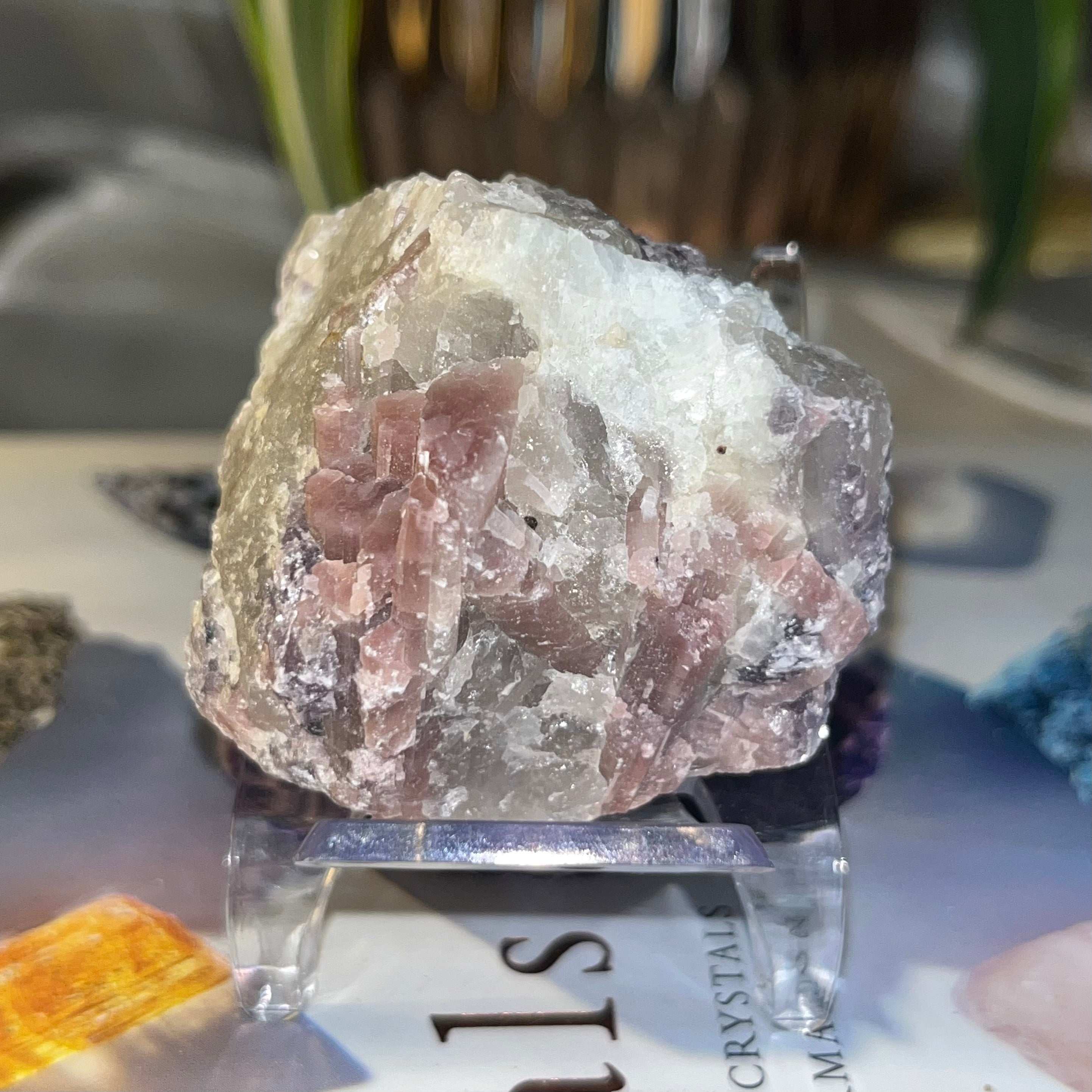 Rough Pink Tourmaline w/ Lepidolite Chunk - Emotional Healing & Self-Esteem 3- 96g Crystals