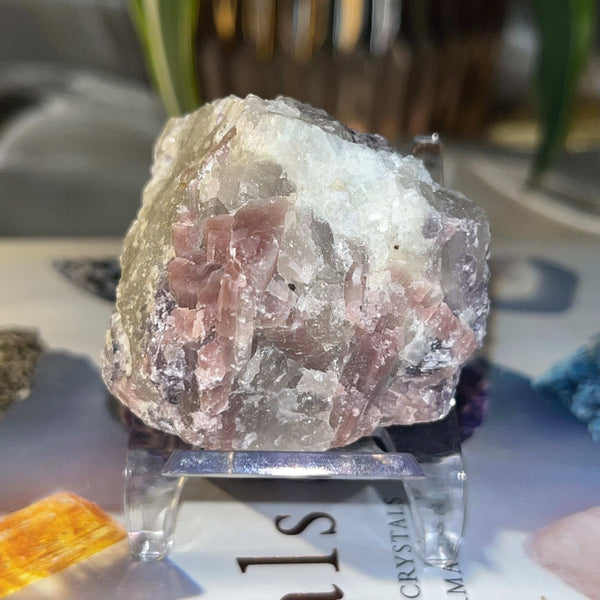 Rough Pink Tourmaline w/ Lepidolite Chunk - Emotional Healing & Self-Esteem 3- 96g Crystals