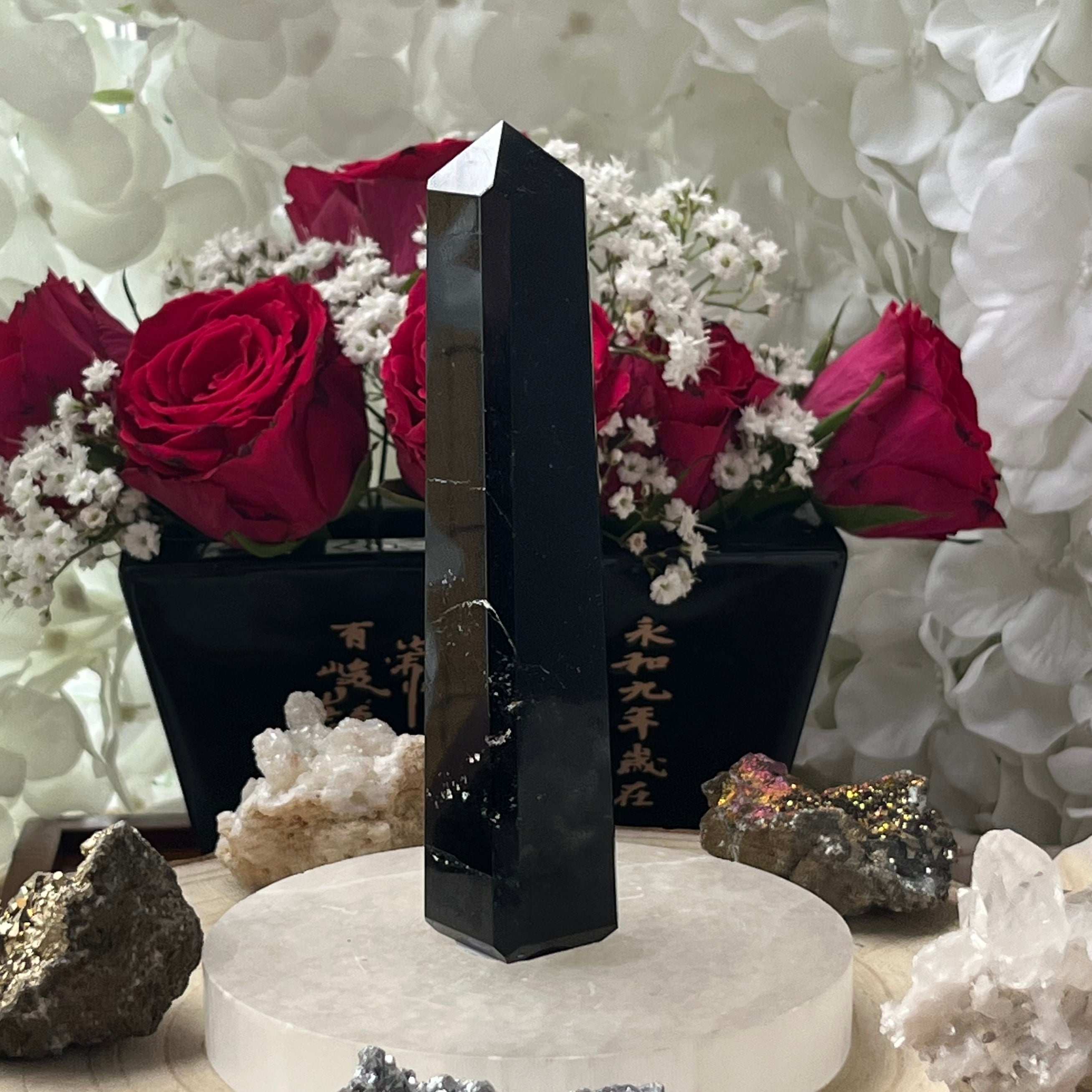 Black Tourmaline Obelisk - Energetic Protection 4- 12.4cm Crystals