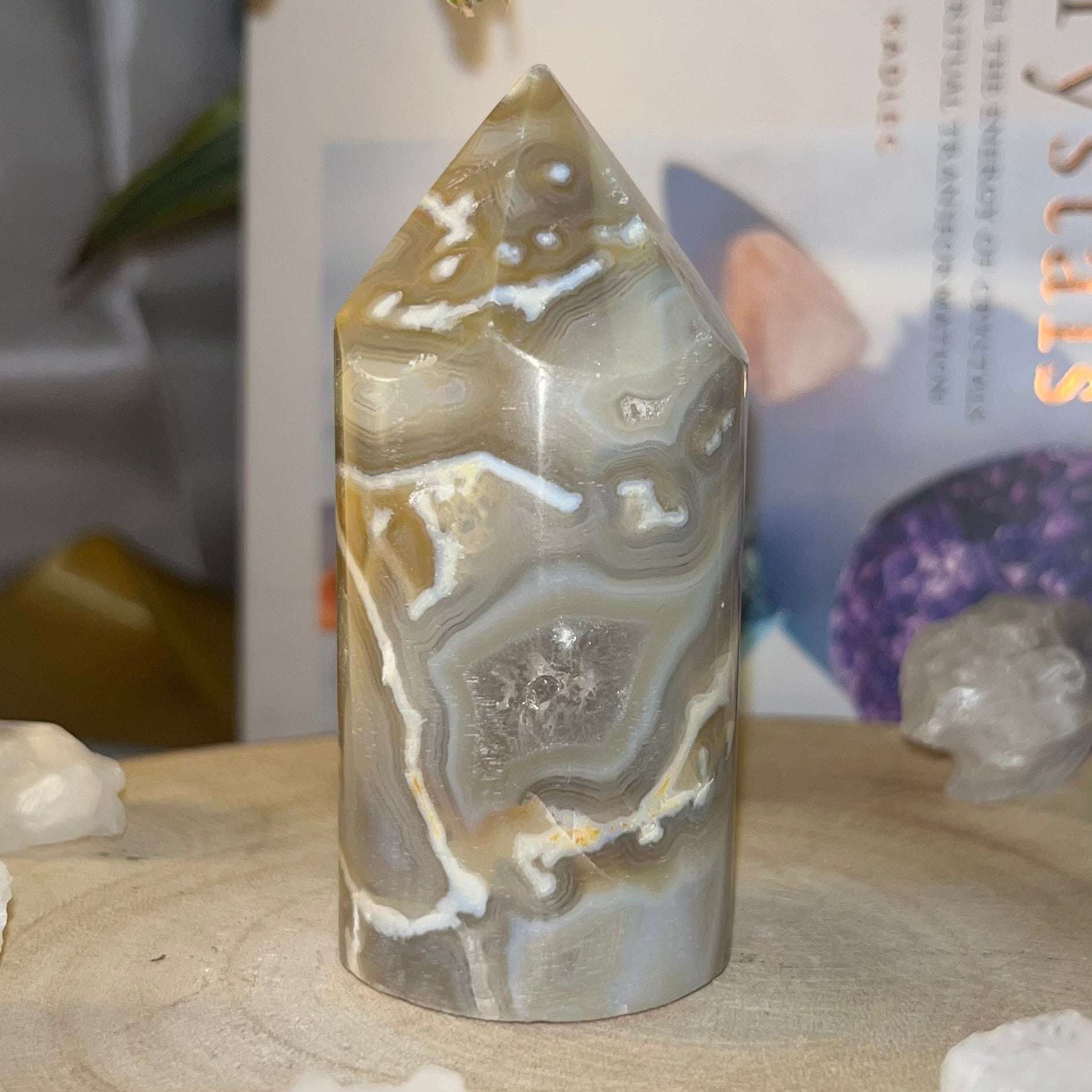 Natural Agate Polished Point - Balance & Harmony 4- 8.2cm x 3.7cm Crystals