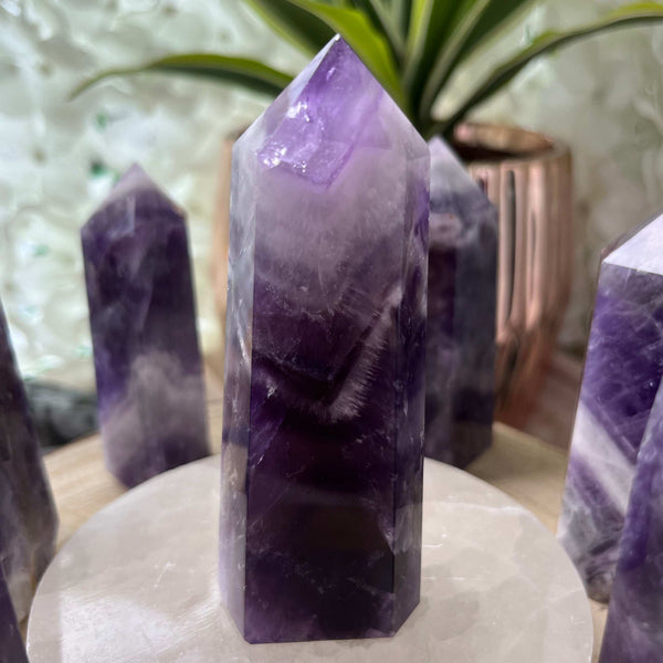 Chevron (Dream/Banded) Amethyst Tower - Spiritual Wisdom & Comfort Crystals
