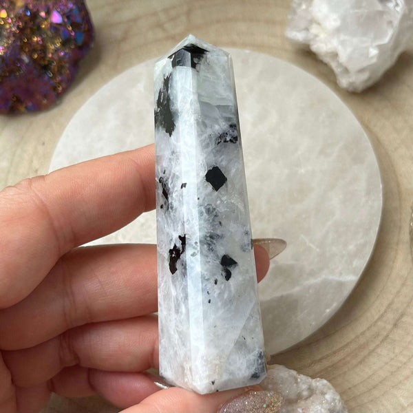 Rainbow Moonstone Obelisk - Feminine Energy Crystals