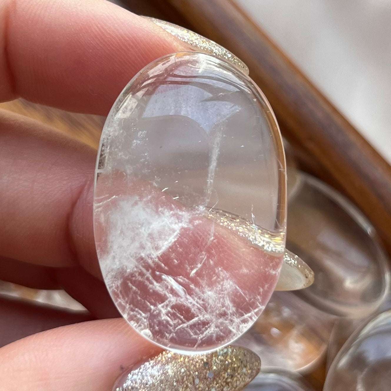 Clear Quartz (Rock Crystal) Palmstone - Intuition & Wisdom Crystals