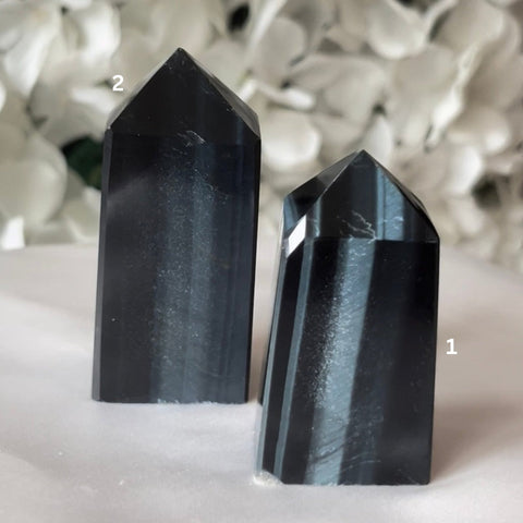 Blue Tiger's Eye (Hawk's Eye) Obelisk - Communication & Serenity Crystals