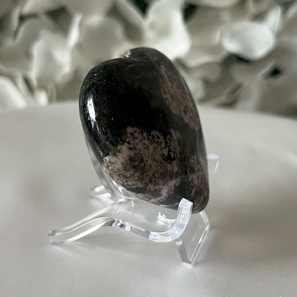 Black Jade & Pink Thulite Heart Crystals