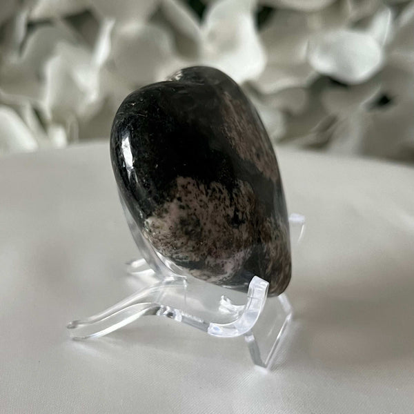 Black Jade & Pink Thulite Heart