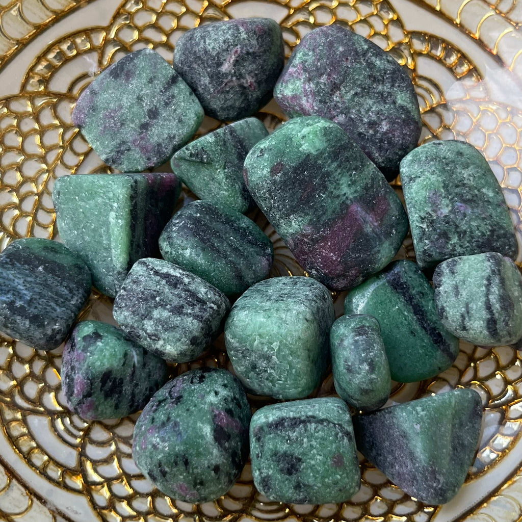 Rubycrosite (Ruby in Zoisite) Tumblestones (UNPOLISHED) - Energising Harmony Crystals