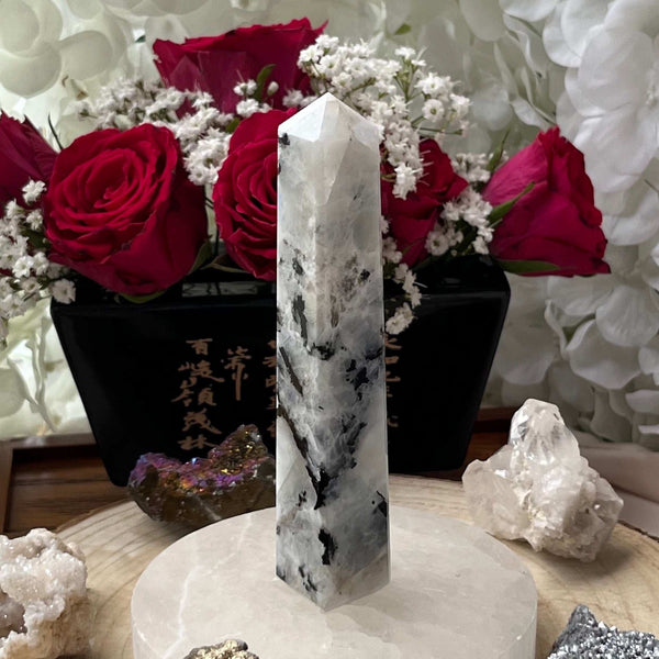 Rainbow Moonstone Obelisk - Feminine Energy Crystals