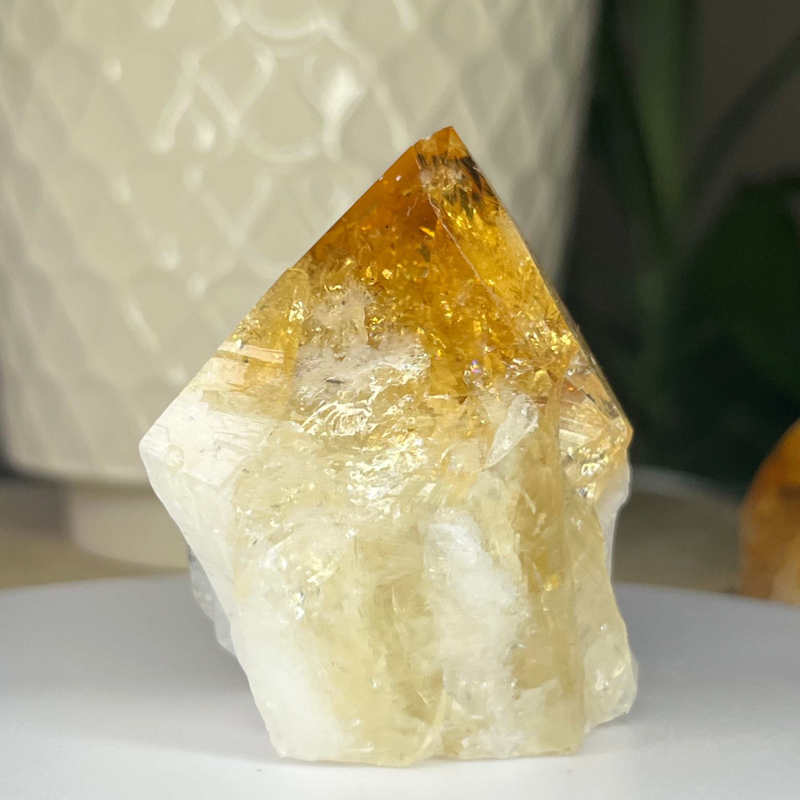 Citrine Cut Base Point (Heat Treated) - Abundance & Success Crystals