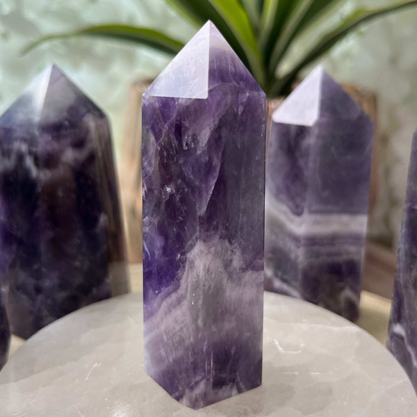Chevron (Dream/Banded) Amethyst Tower - Spiritual Wisdom & Comfort Crystals