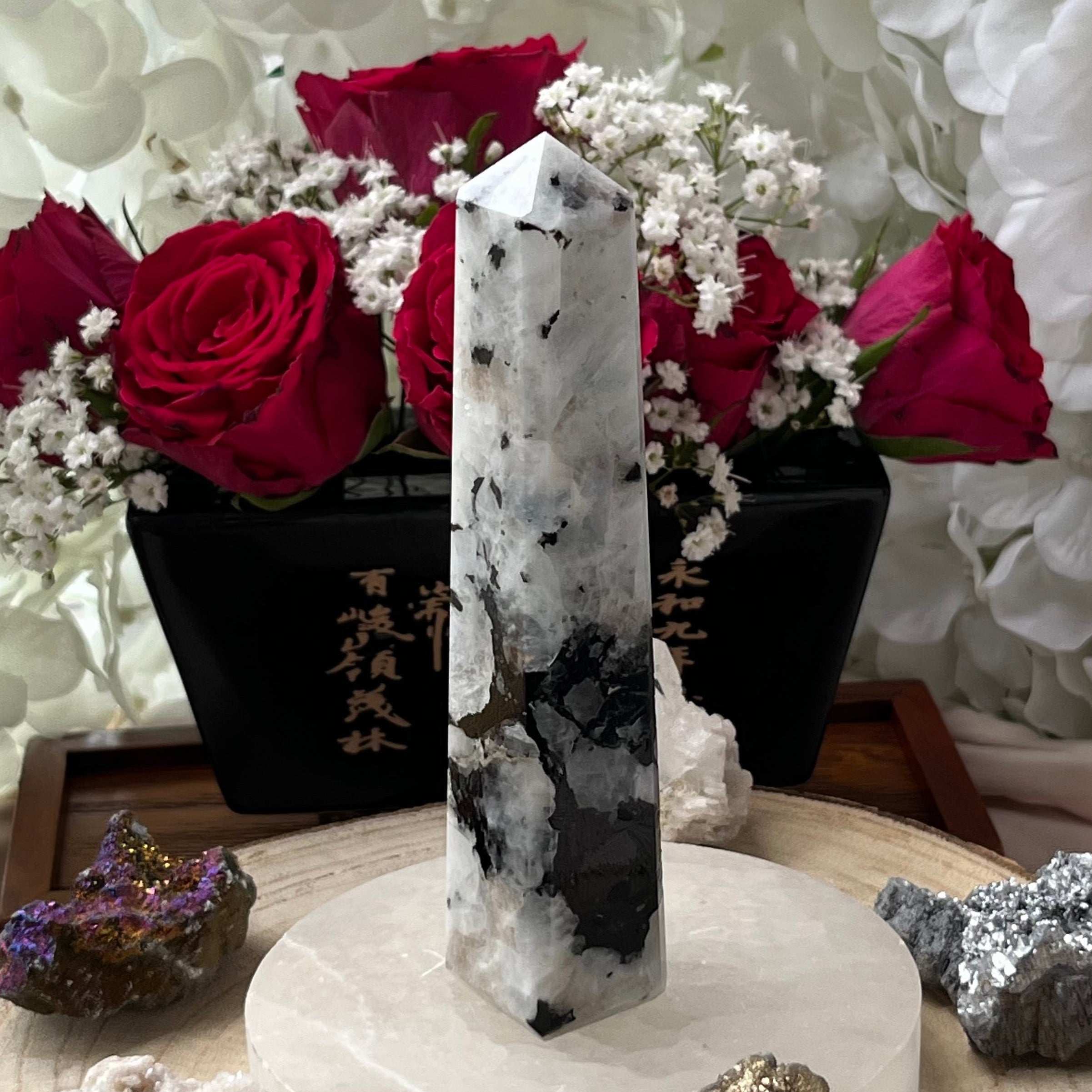 Rainbow Moonstone Obelisk - Feminine Energy 5- 12.7cm Crystals