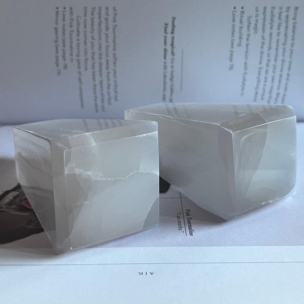 Selenite (Satin Spar) Obelisk base