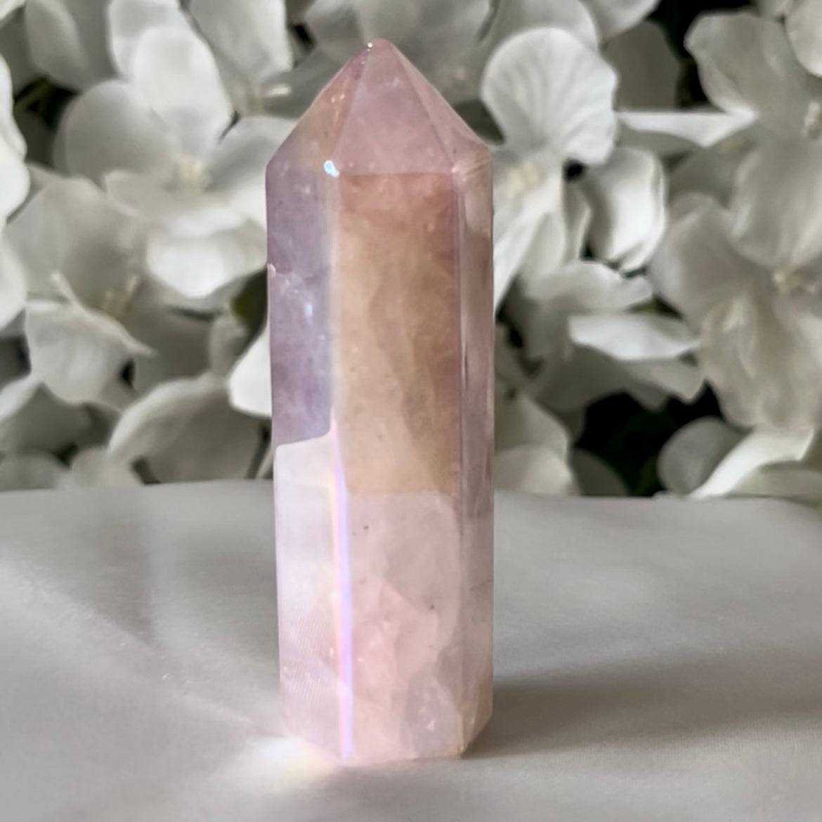 Rose Aura Quartz Polished Point - Universal & Unconditional Love Crystals
