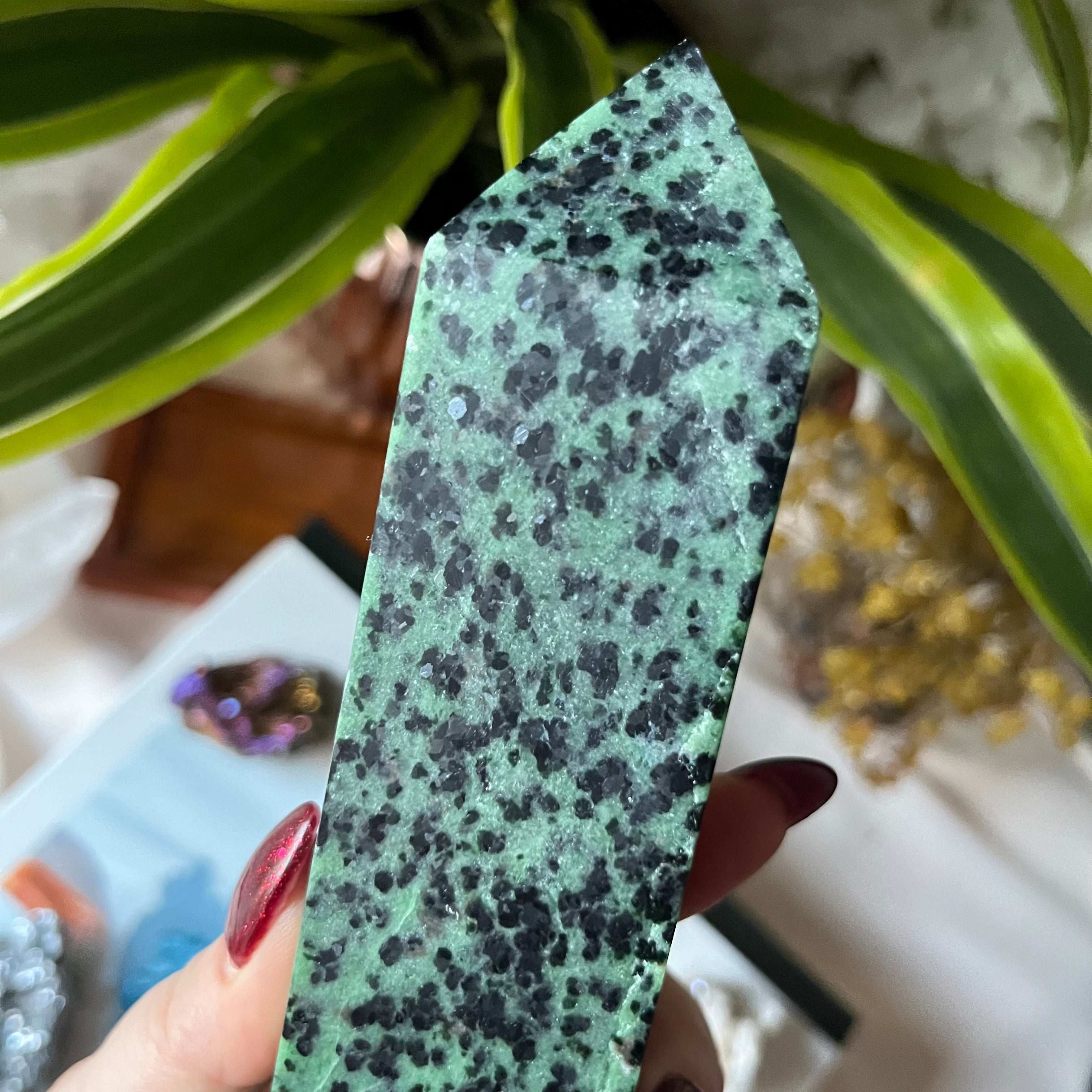 Rubycrosite (Ruby in Zoisite) Tower Point - Energising Harmony Crystals