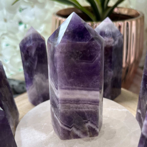 Chevron (Dream/Banded) Amethyst Tower - Spiritual Wisdom & Comfort 5- 8.7cm Crystals