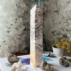 Dendritic Yellow Calcite Tower Point - Accomplishments & Purpose 22.5cm x 4cm Crystals