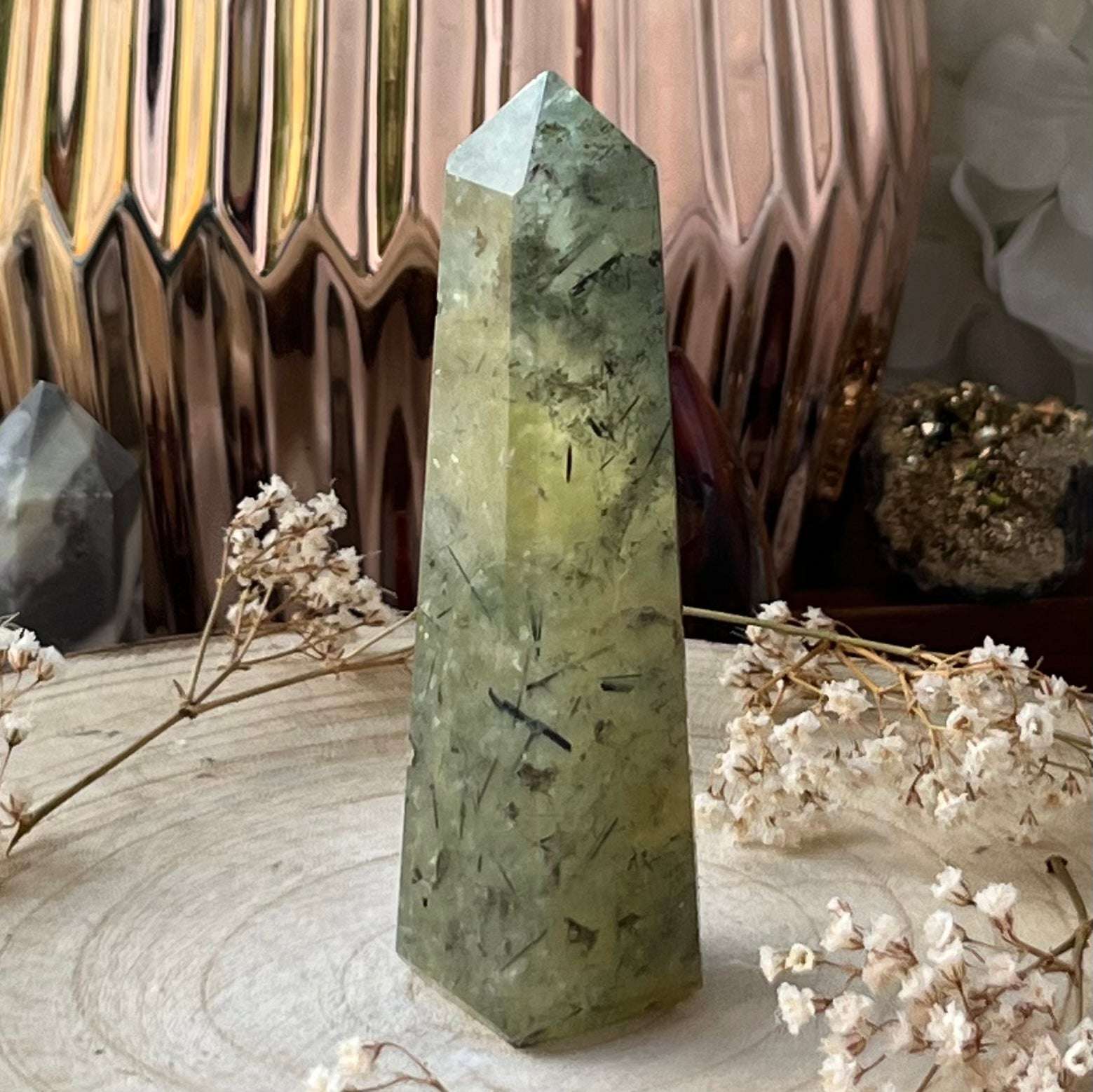 Prehnite Obelisk 4- 9.2cm Crystals