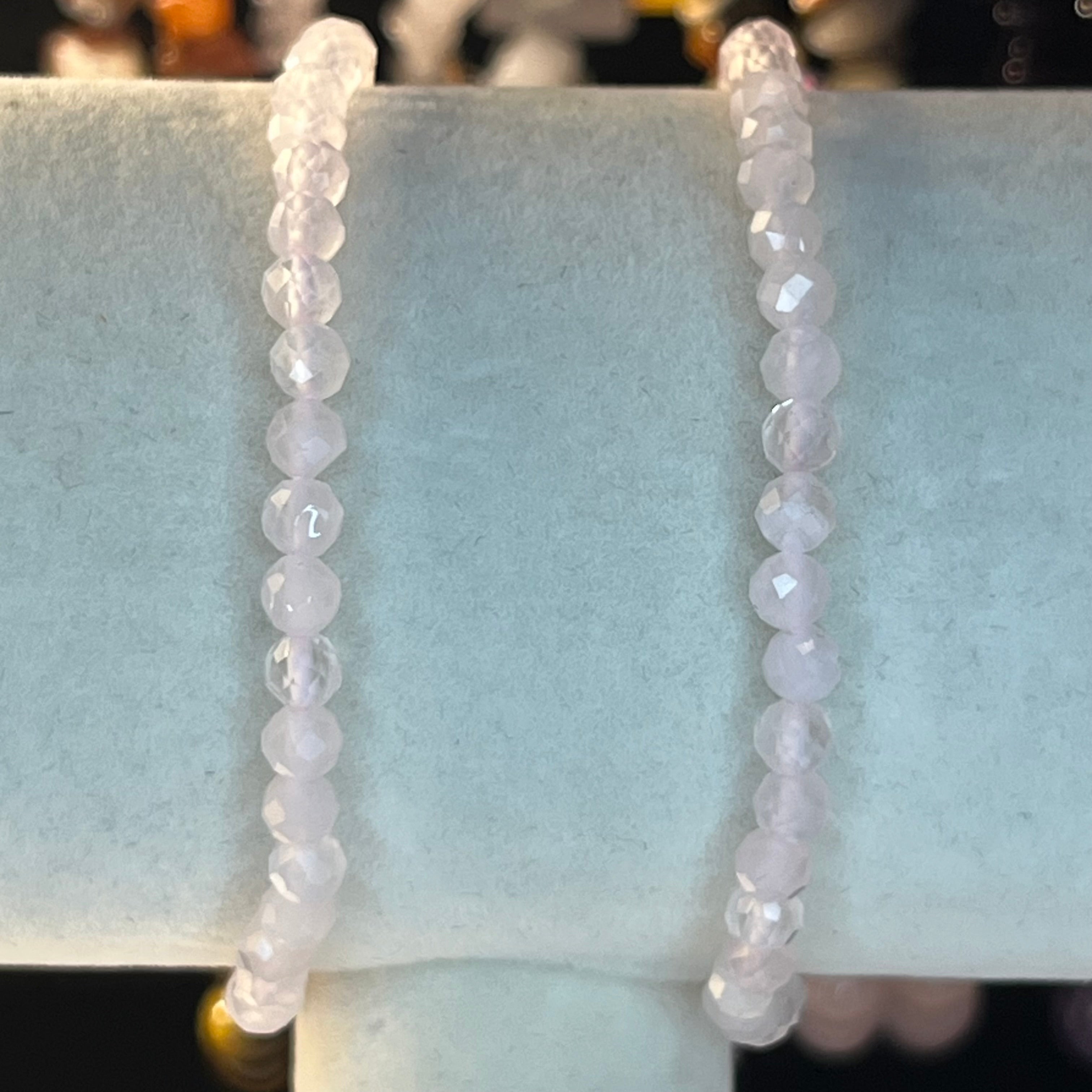 Crystal Bead Bracelets Rose Quartz Faceted Beads (4mm) Crystals