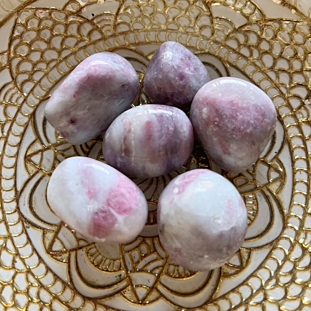 Pink Tourmaline in Quartz (Rubellite) Tumblestone - Emotional Healing & Self-Esteem