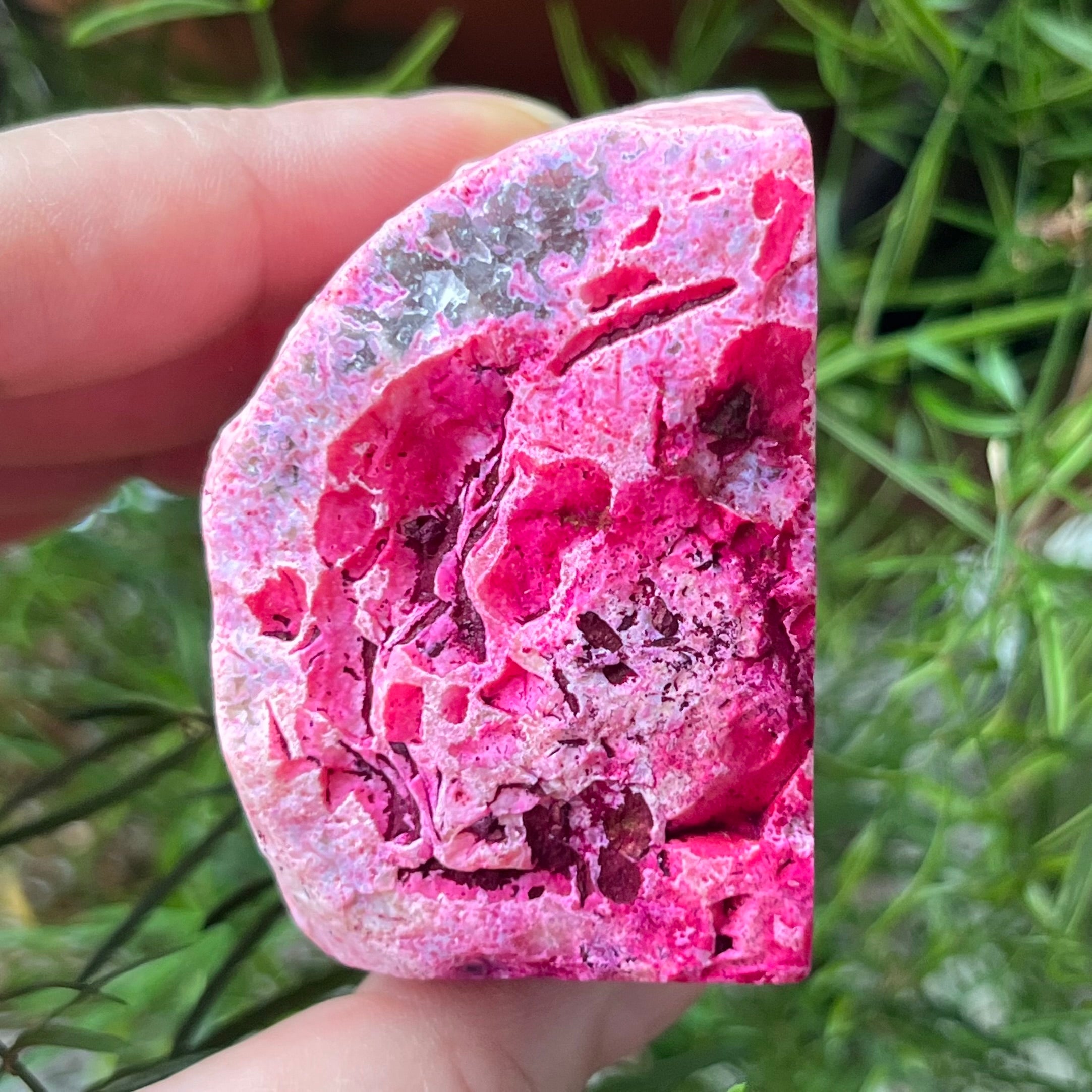 Pink Agate Cut Base Geode - Emotional Balance & Love