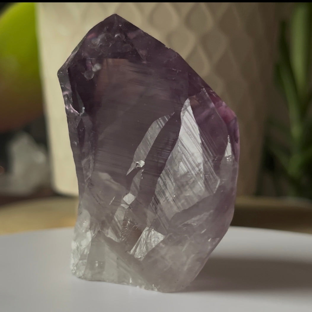 Amethyst Cut Base Point -Spiritual Wisdom & Comfort 1- 6cm x 5.7cm Crystals