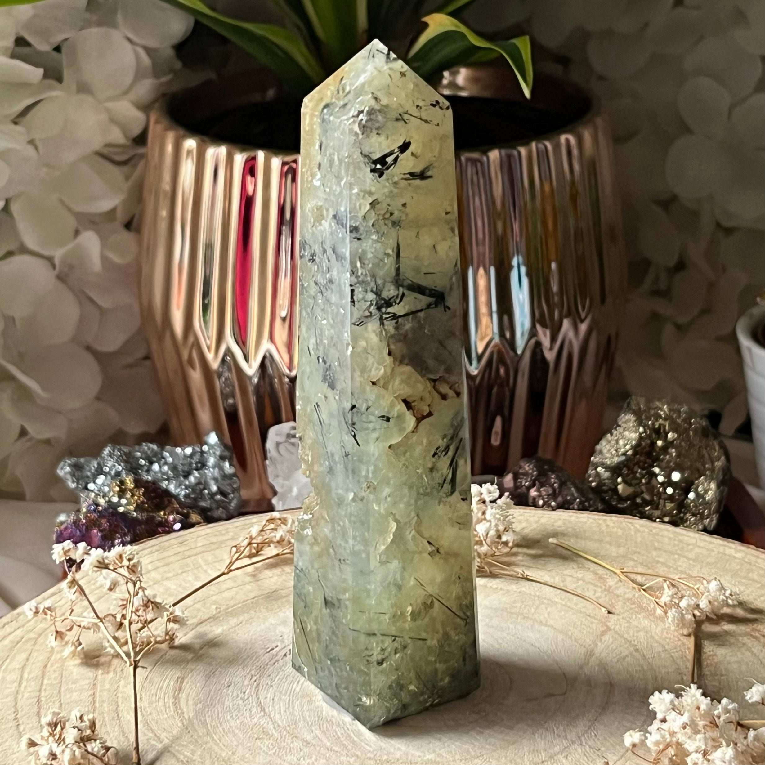 Prehnite Obelisk 5- 12.9cm Crystals