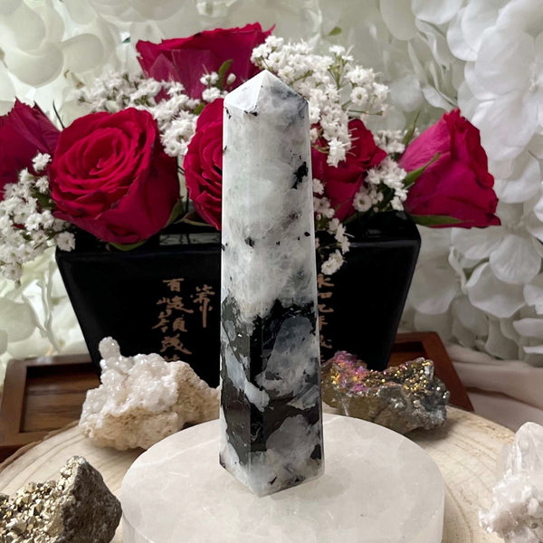 Rainbow Moonstone Obelisk - Feminine Energy Crystals