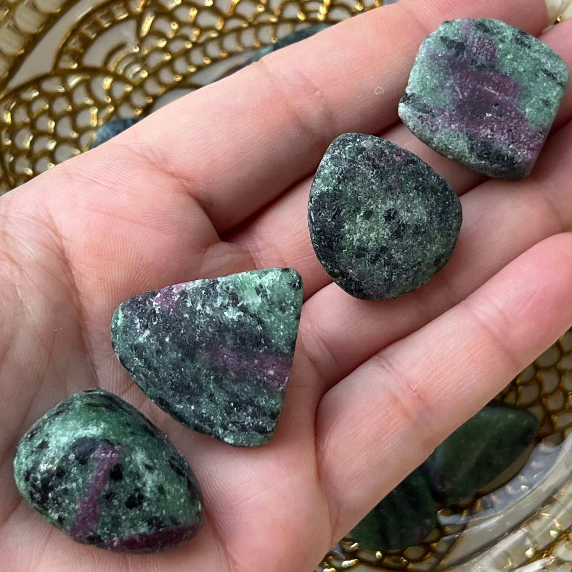 Rubycrosite (Ruby in Zoisite) Tumblestones (UNPOLISHED) - Energising Harmony Medium Crystals
