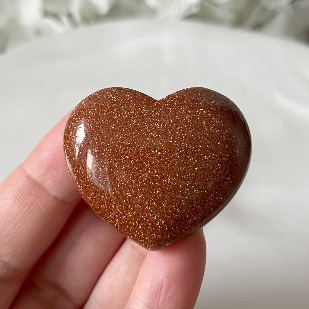 Brown Goldstone Heart Crystals