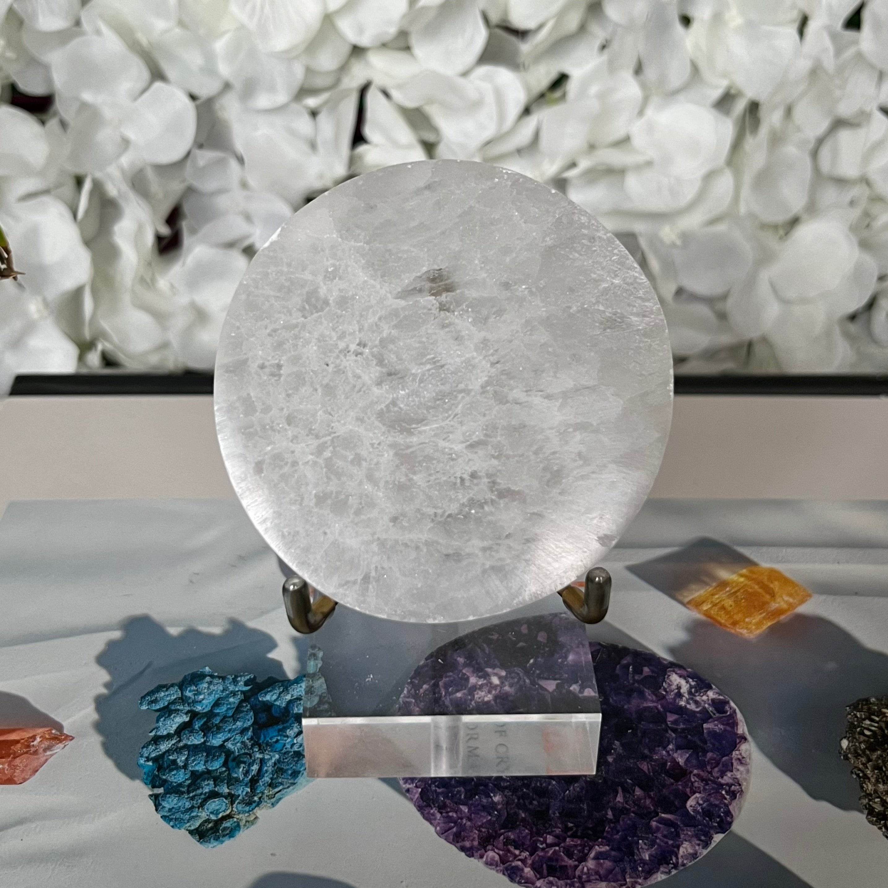 Selenite Round Charging Plate/ Disc - Cleansing & Purification Crystals