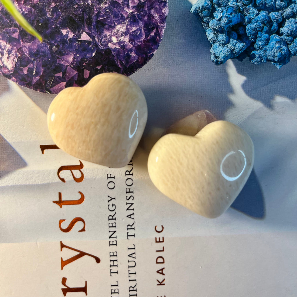 Pink Feldspar Moonstone Puff Heart - Kindness & Femininity Crystals