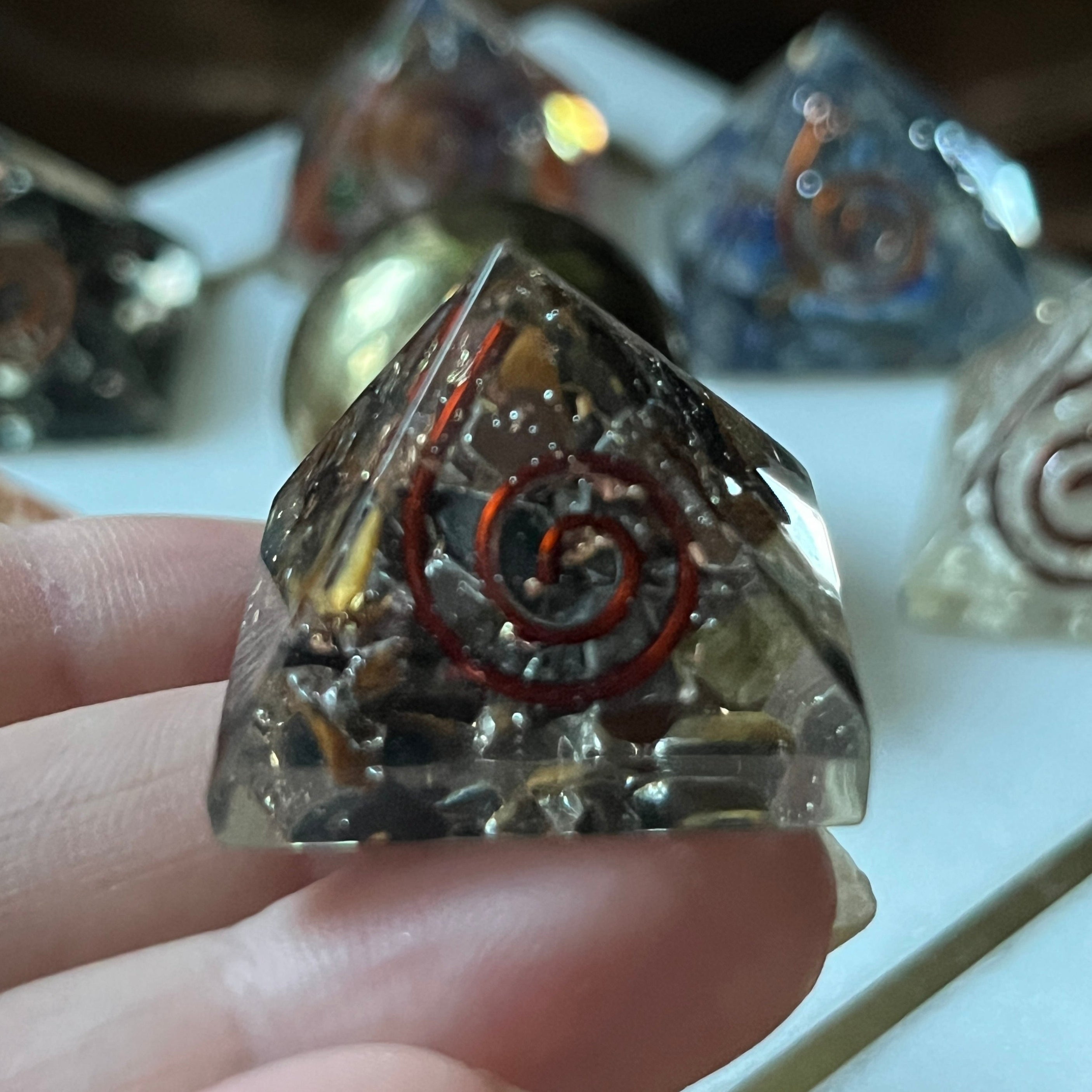 Tiger's Eye Orgonite Pyramid - Courage & Protection