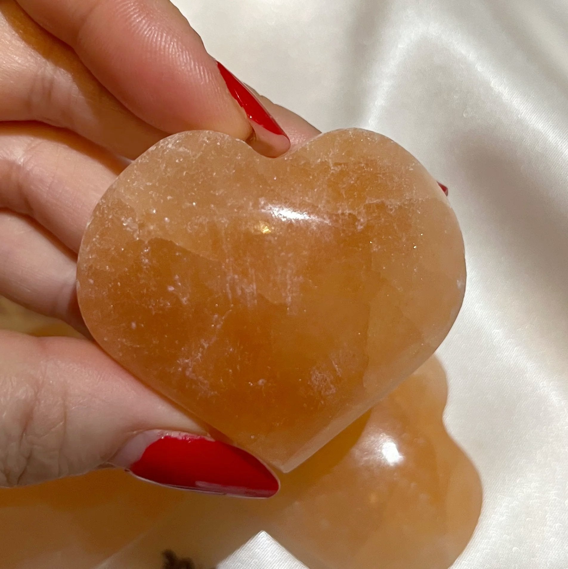 Orange Selenite Heart - Joy & Creativity Crystals