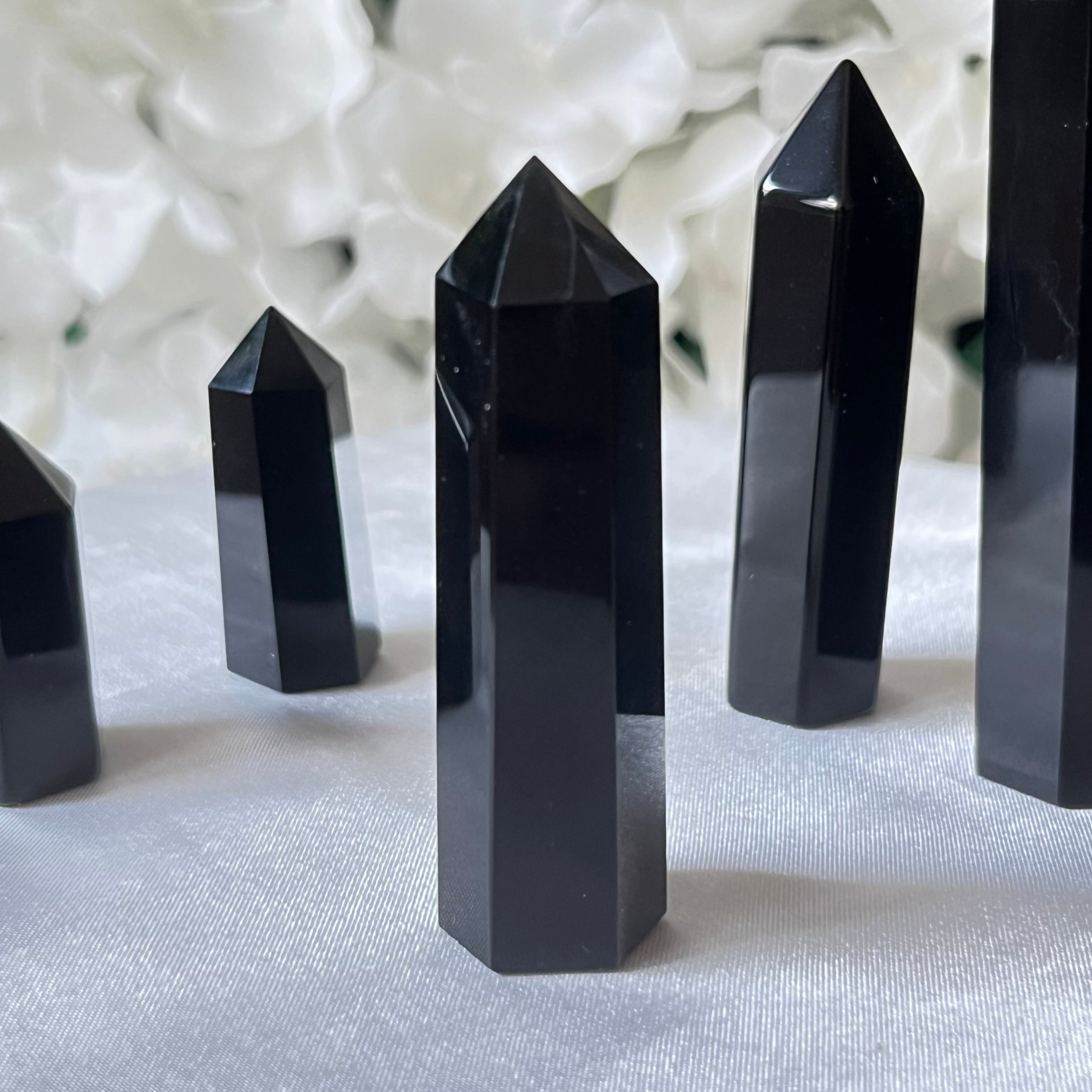 Black Obsidian Polished Point - Protection & Awareness 3- 6.3cm x 1.6cm Crystals