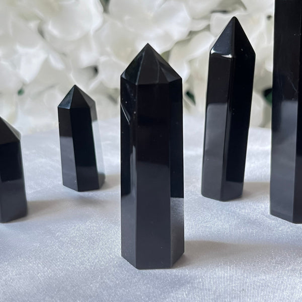 Black Obsidian Polished Point - Protection & Awareness 3- 6.3cm x 1.6cm Crystals