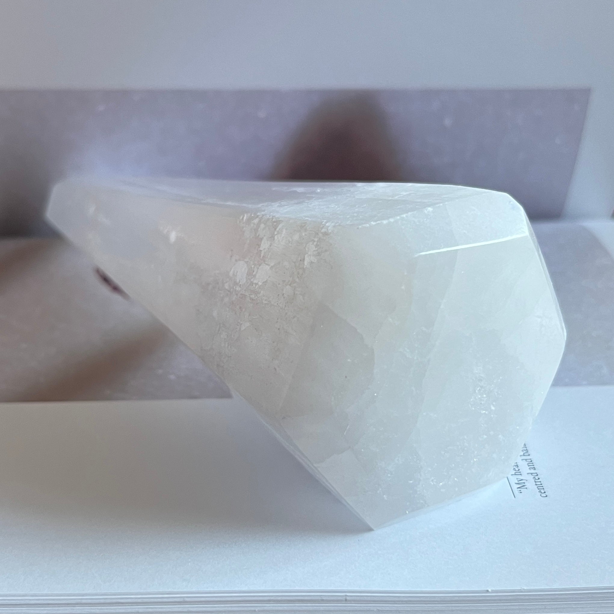 Selenite (Satin Spar) Hex Base Point - Cleansing & Purification