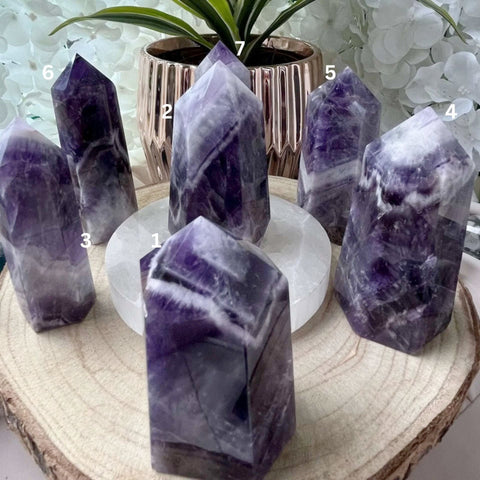 Chevron (Dream/Banded) Amethyst Tower - Spiritual Wisdom & Comfort Crystals
