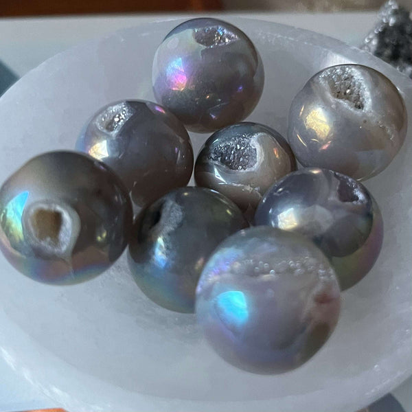 Mini Druzy Aura Agate Sphere Crystals