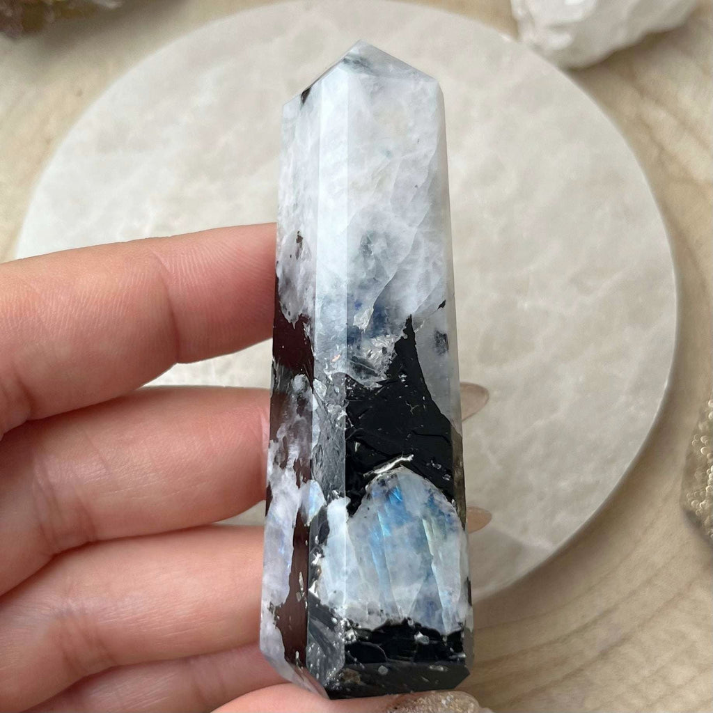Rainbow Moonstone Obelisk - Feminine Energy Crystals